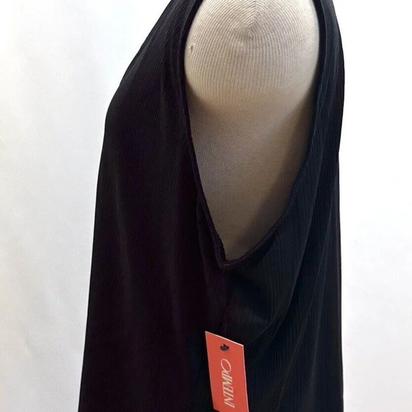 NWT INTEMPO Women Sleeveless Pullover Mock Neck Ribbed Keyhole Black Shirt Sz 2X - Picture 12 of 15